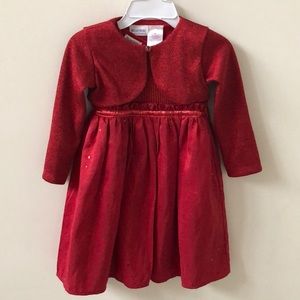 Girls Holiday Dress in Red with removable Sweater
